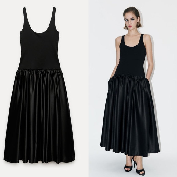 New Zara Contrast Luminous Midi Dress 9423/662 - Picture 4 of 14